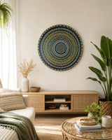 Buddy Light Forever original mandala wall art displayed above a soft neutral lounge setting by Sweet Lilly Loves