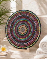 Close-up of The Happy Centre colourful hand-painted dot mandala artwork by Sweet Lilly Loves